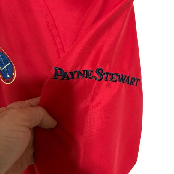 Payne Stewart Pullover Jacket Size Large Golf Red Polyester Windbreaker Logos - Picture 6 of 7